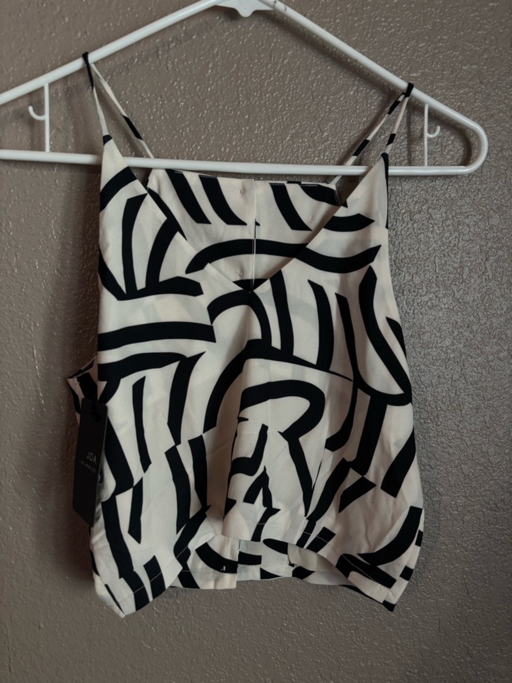 J.O.A. Black & White Abstract Print Spaghetti Strap Cami